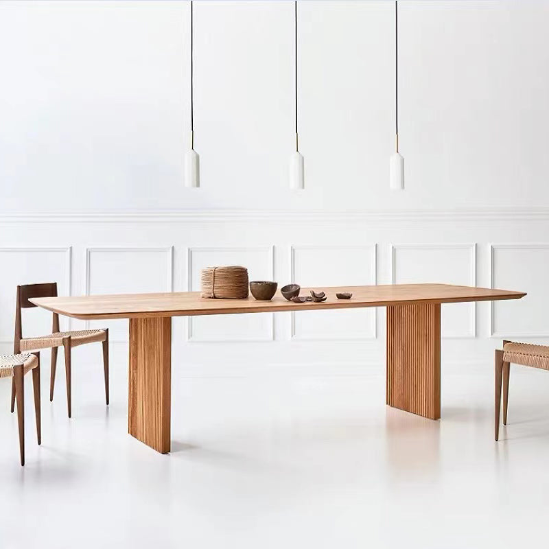 Simplicity Rectangle Dining Table Pine Solid Wood Table with Double Pedestal Clearhalo ' dining_table' 'Dining Tables & Seating' 'Dining Tables' 'furn' 'furn_dining_table' 'Furniture' 'furniture_dining_table' 'Kitchen & Dining Furniture' 'kitchen&dining_furn' 'kitchen' 'kitchen_dining_table' 3979689