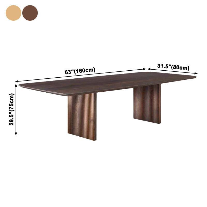 Simplicity Rectangle Dining Table Pine Solid Wood Table with Double Pedestal Clearhalo ' dining_table' 'Dining Tables & Seating' 'Dining Tables' 'furn' 'furn_dining_table' 'Furniture' 'furniture_dining_table' 'Kitchen & Dining Furniture' 'kitchen&dining_furn' 'kitchen' 'kitchen_dining_table' 3979695