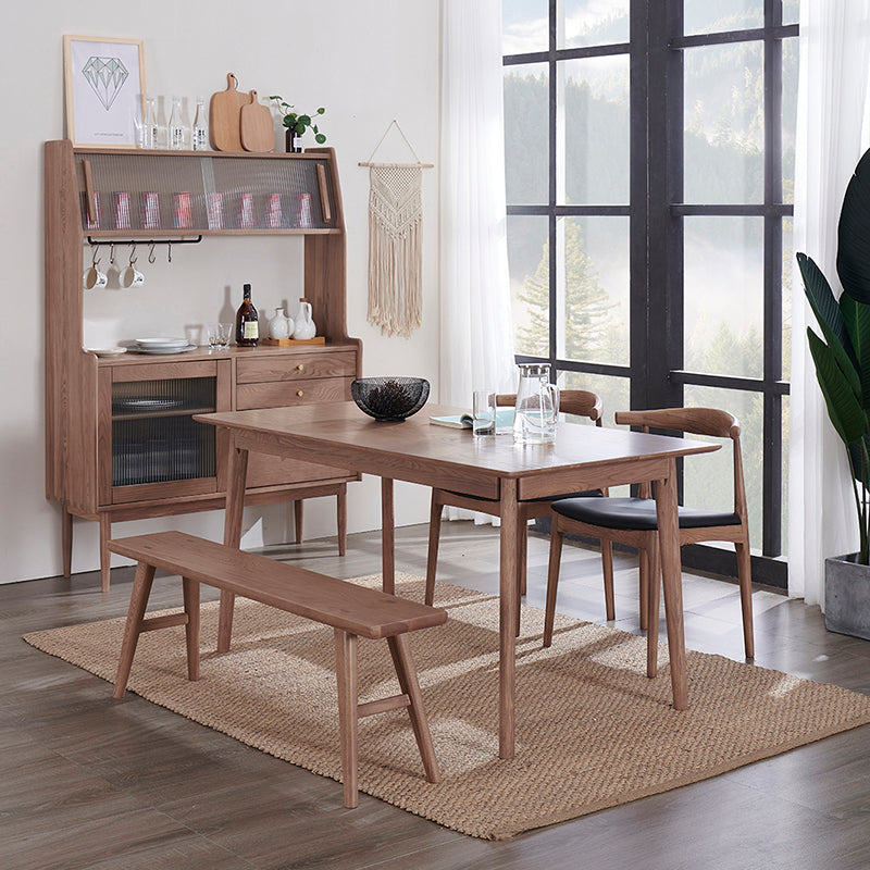 Rectangle Ash Wood Table in Nature/Walnut Modern Dining Table with 4 Legs for Restaurant Clearhalo ' dining_table' 'Dining Tables & Seating' 'Dining Tables' 'furn' 'furn_dining_table' 'Furniture' 'furniture_dining_table' 'Kitchen & Dining Furniture' 'kitchen&dining_furn' 'kitchen' 'kitchen_dining_table' 3979700