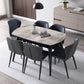 Simplicity Round Dining Room Table Sintered Stone Table with 4 Black Legs Clearhalo ' dining_table' 'Dining Tables & Seating' 'Dining Tables' 'furn' 'furn_dining_table' 'Furniture' 'furniture_dining_table' 'Kitchen & Dining Furniture' 'kitchen&dining_furn' 'kitchen' 'kitchen_dining_table' 3979718