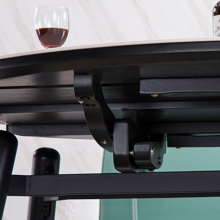 Simplicity Round Dining Room Table Sintered Stone Table with 4 Black Legs Clearhalo ' dining_table' 'Dining Tables & Seating' 'Dining Tables' 'furn' 'furn_dining_table' 'Furniture' 'furniture_dining_table' 'Kitchen & Dining Furniture' 'kitchen&dining_furn' 'kitchen' 'kitchen_dining_table' 3979720