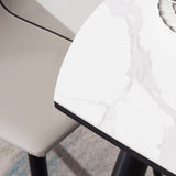 Simplicity Round Dining Room Table Sintered Stone Table with 4 Black Legs Clearhalo ' dining_table' 'Dining Tables & Seating' 'Dining Tables' 'furn' 'furn_dining_table' 'Furniture' 'furniture_dining_table' 'Kitchen & Dining Furniture' 'kitchen&dining_furn' 'kitchen' 'kitchen_dining_table' 3979721
