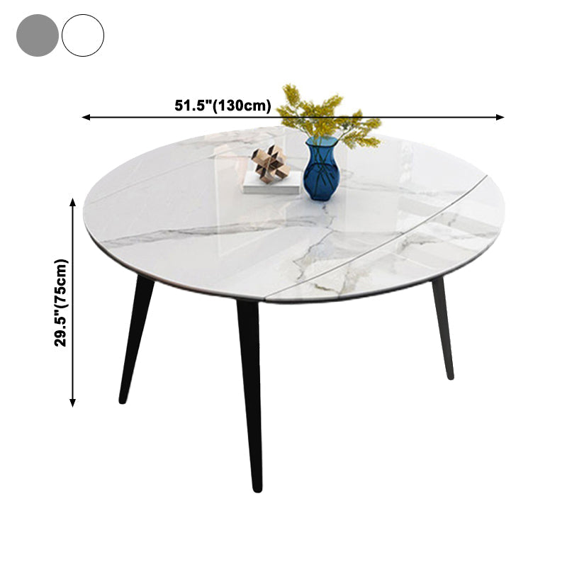 Simplicity Round Dining Room Table Sintered Stone Table with 4 Black Legs Clearhalo ' dining_table' 'Dining Tables & Seating' 'Dining Tables' 'furn' 'furn_dining_table' 'Furniture' 'furniture_dining_table' 'Kitchen & Dining Furniture' 'kitchen&dining_furn' 'kitchen' 'kitchen_dining_table' 3979726