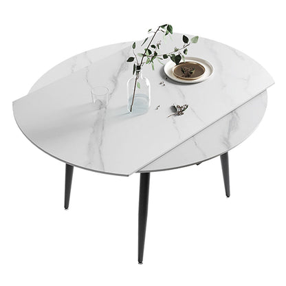 Extendable Sintered Stone Top Round Table for Restaurant Modern Dining Table with 4 Legs Without Chairs Clearhalo ' dining_table' 'Dining Tables & Seating' 'Dining Tables' 'furn' 'furn_dining_table' 'Furniture' 'furniture_dining_table' 'Kitchen & Dining Furniture' 'kitchen&dining_furn' 'kitchen' 'kitchen_dining_table' 3979732