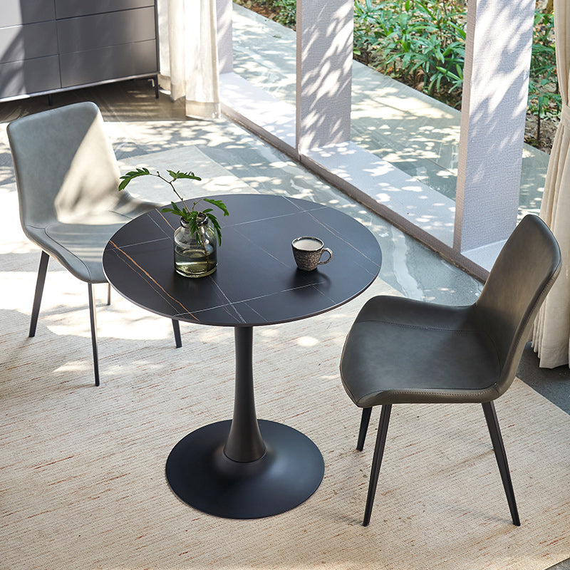Simplicity Round Dining Table Sintered Stone Table with Black Tulip Base Clearhalo ' dining_table' 'Dining Tables & Seating' 'Dining Tables' 'furn' 'furn_dining_table' 'Furniture' 'furniture_dining_table' 'Kitchen & Dining Furniture' 'kitchen&dining_furn' 'kitchen' 'kitchen_dining_table' 3979737