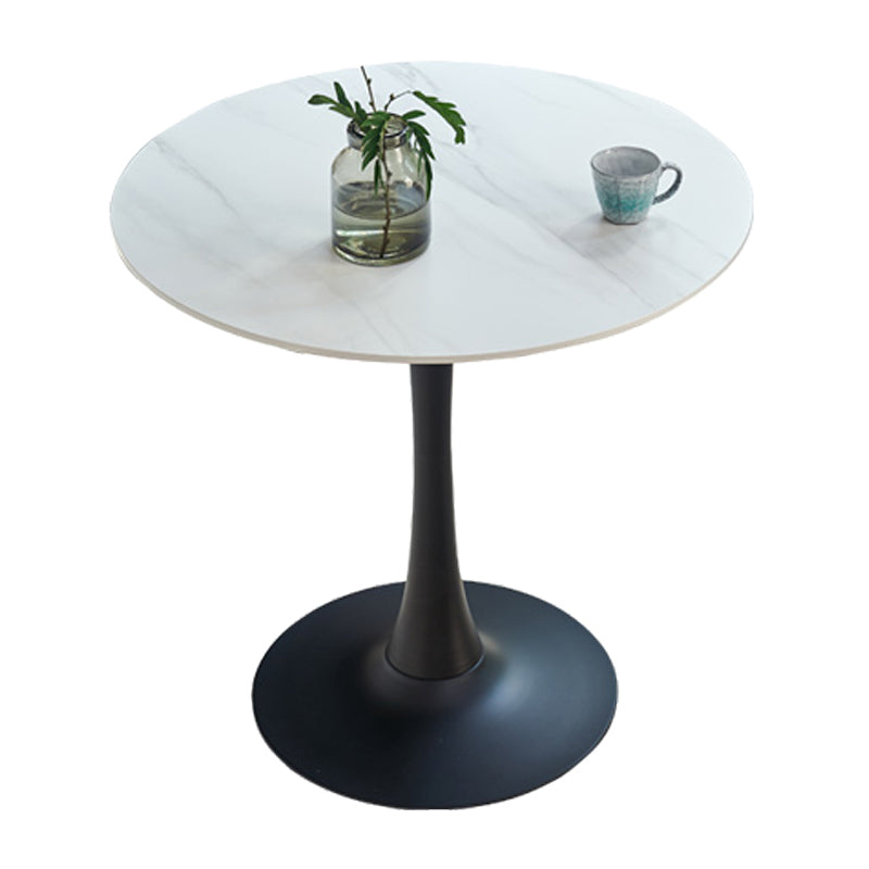 Simplicity Round Dining Table Sintered Stone Table with Black Tulip Base White Without Chairs Clearhalo ' dining_table' 'Dining Tables & Seating' 'Dining Tables' 'furn' 'furn_dining_table' 'Furniture' 'furniture_dining_table' 'Kitchen & Dining Furniture' 'kitchen&dining_furn' 'kitchen' 'kitchen_dining_table' 3979738