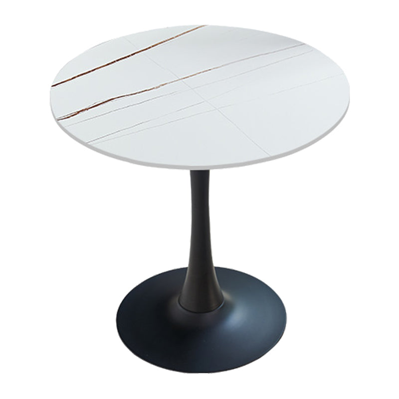 Simplicity Round Dining Table Sintered Stone Table with Black Tulip Base White Gold Without Chairs Clearhalo ' dining_table' 'Dining Tables & Seating' 'Dining Tables' 'furn' 'furn_dining_table' 'Furniture' 'furniture_dining_table' 'Kitchen & Dining Furniture' 'kitchen&dining_furn' 'kitchen' 'kitchen_dining_table' 3979739