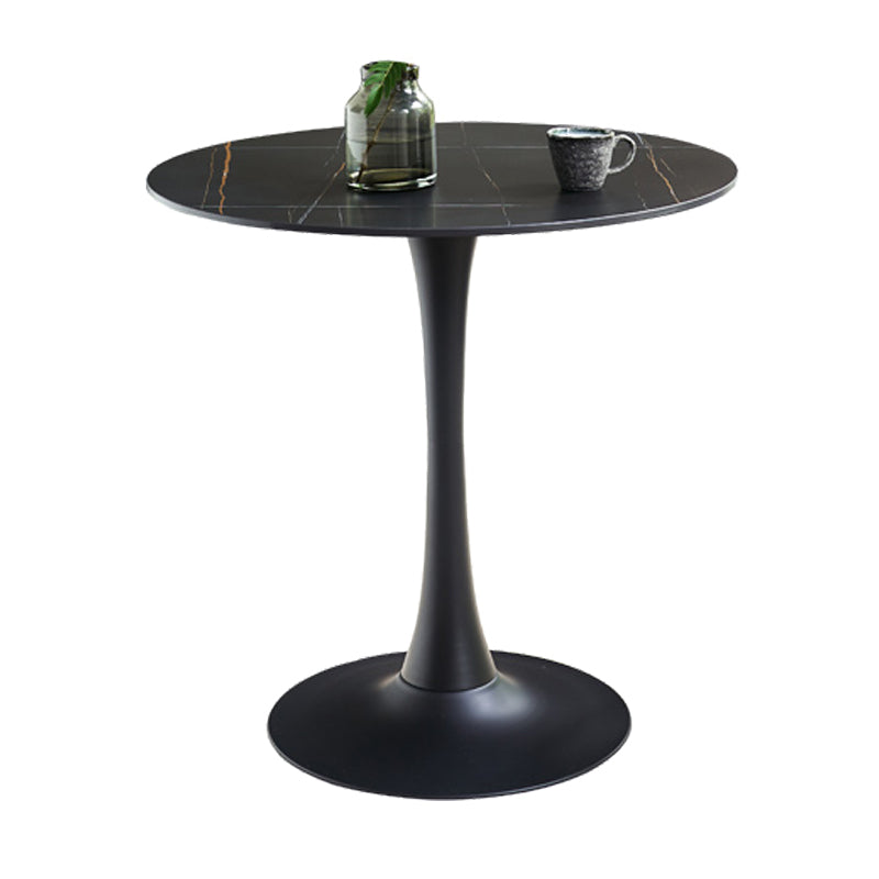Simplicity Round Dining Table Sintered Stone Table with Black Tulip Base Black Without Chairs Clearhalo ' dining_table' 'Dining Tables & Seating' 'Dining Tables' 'furn' 'furn_dining_table' 'Furniture' 'furniture_dining_table' 'Kitchen & Dining Furniture' 'kitchen&dining_furn' 'kitchen' 'kitchen_dining_table' 3979743