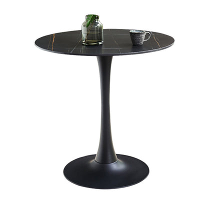 Simplicity Round Dining Table Sintered Stone Table with Black Tulip Base Black Without Chairs Clearhalo ' dining_table' 'Dining Tables & Seating' 'Dining Tables' 'furn' 'furn_dining_table' 'Furniture' 'furniture_dining_table' 'Kitchen & Dining Furniture' 'kitchen&dining_furn' 'kitchen' 'kitchen_dining_table' 3979743