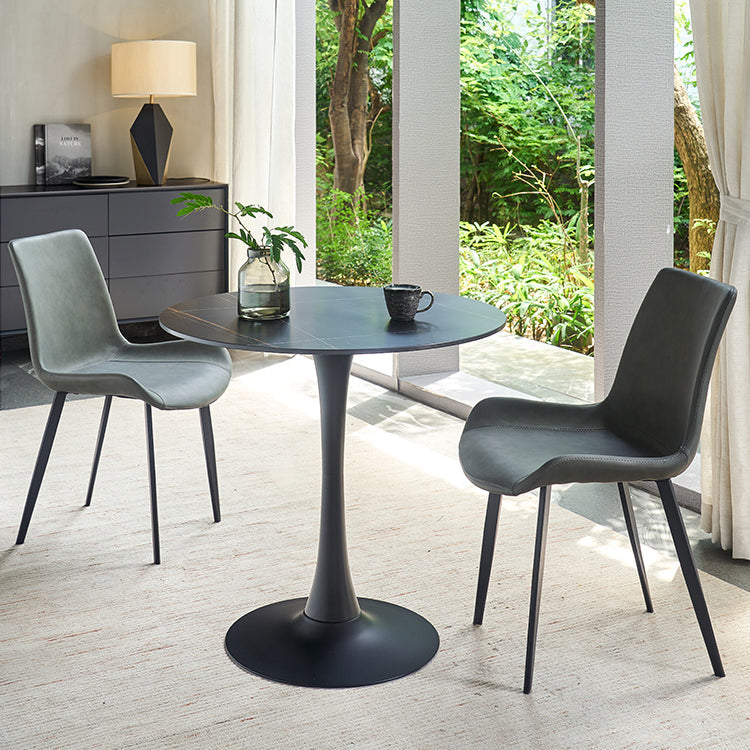 Simplicity Round Dining Table Sintered Stone Table with Black Tulip Base Clearhalo ' dining_table' 'Dining Tables & Seating' 'Dining Tables' 'furn' 'furn_dining_table' 'Furniture' 'furniture_dining_table' 'Kitchen & Dining Furniture' 'kitchen&dining_furn' 'kitchen' 'kitchen_dining_table' 3979747