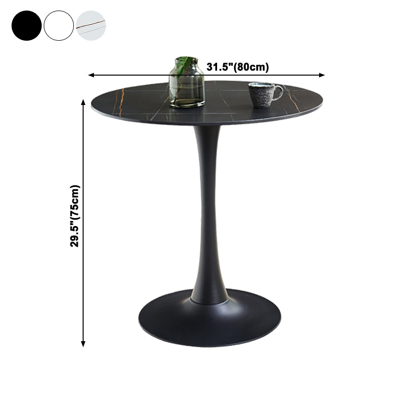 Simplicity Round Dining Table Sintered Stone Table with Black Tulip Base Clearhalo ' dining_table' 'Dining Tables & Seating' 'Dining Tables' 'furn' 'furn_dining_table' 'Furniture' 'furniture_dining_table' 'Kitchen & Dining Furniture' 'kitchen&dining_furn' 'kitchen' 'kitchen_dining_table' 3979750