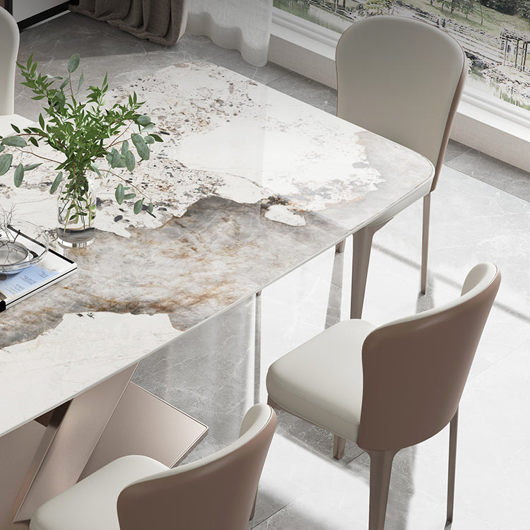 Rectangle Traditional Luxury Dining Table Grey Sintered Stone Table with Pedestal Base Clearhalo ' dining_table' 'Dining Tables & Seating' 'Dining Tables' 'furn' 'furn_dining_table' 'Furniture' 'furniture_dining_table' 'Kitchen & Dining Furniture' 'kitchen&dining_furn' 'kitchen' 'kitchen_dining_table' 3979754