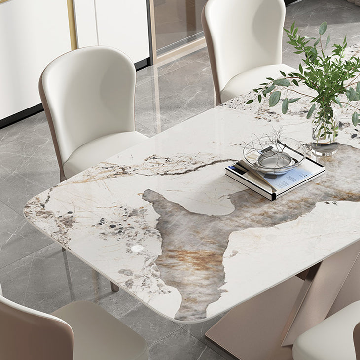 Rectangle Traditional Luxury Dining Table Grey Sintered Stone Table with Pedestal Base Clearhalo ' dining_table' 'Dining Tables & Seating' 'Dining Tables' 'furn' 'furn_dining_table' 'Furniture' 'furniture_dining_table' 'Kitchen & Dining Furniture' 'kitchen&dining_furn' 'kitchen' 'kitchen_dining_table' 3979756