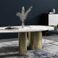 Oval Traditional Luxury Dining Table Sintered Stone Table with 3 Gold Legs Clearhalo ' dining_table' 'Dining Tables & Seating' 'Dining Tables' 'furn' 'furn_dining_table' 'Furniture' 'furniture_dining_table' 'Kitchen & Dining Furniture' 'kitchen&dining_furn' 'kitchen' 'kitchen_dining_table' 3979768