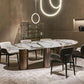 Oval Traditional Luxury Dining Table Sintered Stone Table with 3 Gold Legs Clearhalo ' dining_table' 'Dining Tables & Seating' 'Dining Tables' 'furn' 'furn_dining_table' 'Furniture' 'furniture_dining_table' 'Kitchen & Dining Furniture' 'kitchen&dining_furn' 'kitchen' 'kitchen_dining_table' 3979772