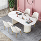 Oval Sintered Stone Dining Table Modern Table in White with Metal Double Pedestal Base Clearhalo ' dining_table' 'Dining Tables & Seating' 'Dining Tables' 'furn' 'furn_dining_table' 'Furniture' 'furniture_dining_table' 'Kitchen & Dining Furniture' 'kitchen&dining_furn' 'kitchen' 'kitchen_dining_table' 3979780