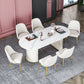 Oval Sintered Stone Dining Table Modern Table in White with Metal Double Pedestal Base Clearhalo ' dining_table' 'Dining Tables & Seating' 'Dining Tables' 'furn' 'furn_dining_table' 'Furniture' 'furniture_dining_table' 'Kitchen & Dining Furniture' 'kitchen&dining_furn' 'kitchen' 'kitchen_dining_table' 3979786