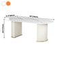 Oval Sintered Stone Dining Table Modern Table in White with Metal Double Pedestal Base Clearhalo ' dining_table' 'Dining Tables & Seating' 'Dining Tables' 'furn' 'furn_dining_table' 'Furniture' 'furniture_dining_table' 'Kitchen & Dining Furniture' 'kitchen&dining_furn' 'kitchen' 'kitchen_dining_table' 3979789