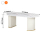 Oval Sintered Stone Dining Table Modern Table in White with Metal Double Pedestal Base Clearhalo ' dining_table' 'Dining Tables & Seating' 'Dining Tables' 'furn' 'furn_dining_table' 'Furniture' 'furniture_dining_table' 'Kitchen & Dining Furniture' 'kitchen&dining_furn' 'kitchen' 'kitchen_dining_table' 3979791