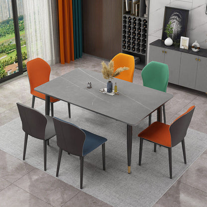 Rectangle Traditional Luxury Dining Table Sintered Stone Table with 4 Black Legs Gray Without Chairs Clearhalo ' dining_table' 'Dining Tables & Seating' 'Dining Tables' 'furn' 'furn_dining_table' 'Furniture' 'furniture_dining_table' 'Kitchen & Dining Furniture' 'kitchen&dining_furn' 'kitchen' 'kitchen_dining_table' 3979794