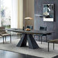 Rectangle Traditional Luxury Dining Table Grey Sintered Stone Table with Black Double Pedestal Clearhalo ' dining_table' 'Dining Tables & Seating' 'Dining Tables' 'Furniture' 'furniture_dining_table' 'Kitchen & Dining Furniture' 'kitchen&dining_furn' 'kitchen' 'kitchen_dining_table' 3979806