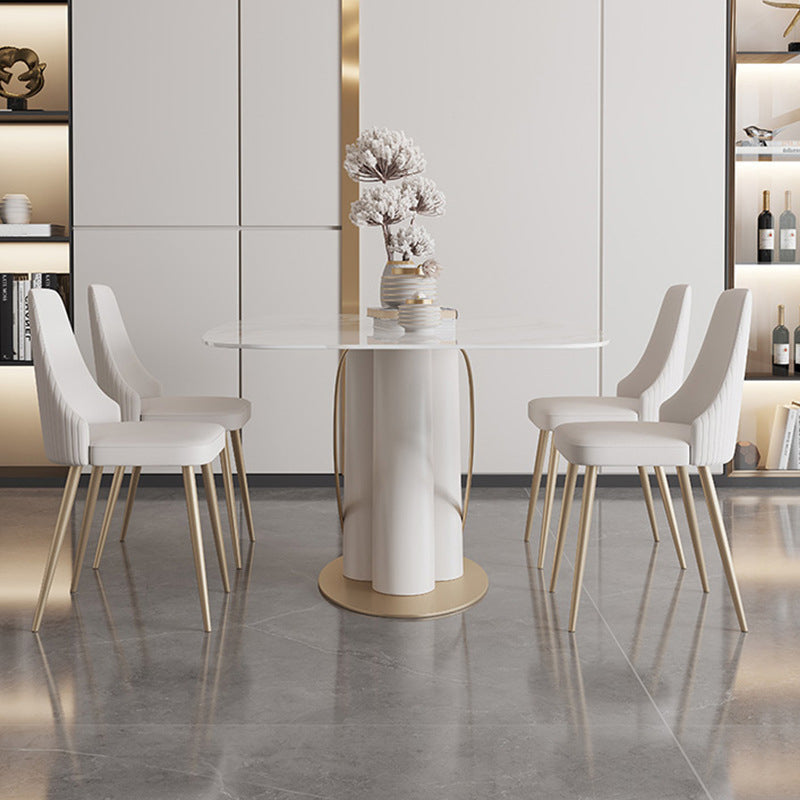 Rectangle Traditional Luxury Dining Table Sintered Stone Table with Pedestal Base Clearhalo ' dining_table' 'Dining Tables & Seating' 'Dining Tables' 'furn' 'furn_dining_table' 'Furniture' 'furniture_dining_table' 'Kitchen & Dining Furniture' 'kitchen&dining_furn' 'kitchen' 'kitchen_dining_table' 3979819