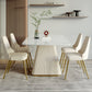 Rectangle Traditional Luxury Dining Table White Sintered Stone Table with Pedestal Base Clearhalo ' dining_table' 'Dining Tables & Seating' 'Dining Tables' 'furn' 'furn_dining_table' 'Furniture' 'furniture_dining_table' 'Kitchen & Dining Furniture' 'kitchen&dining_furn' 'kitchen' 'kitchen_dining_table' 3979837