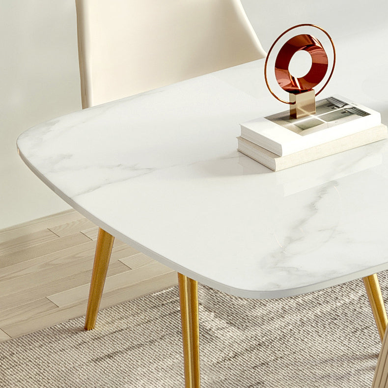 Rectangle Traditional Luxury Dining Table White Sintered Stone Table with Pedestal Base Clearhalo ' dining_table' 'Dining Tables & Seating' 'Dining Tables' 'furn' 'furn_dining_table' 'Furniture' 'furniture_dining_table' 'Kitchen & Dining Furniture' 'kitchen&dining_furn' 'kitchen' 'kitchen_dining_table' 3979842