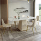 Rectangle Traditional Luxury Dining Table White Sintered Stone Table with Pedestal Base Clearhalo ' dining_table' 'Dining Tables & Seating' 'Dining Tables' 'furn' 'furn_dining_table' 'Furniture' 'furniture_dining_table' 'Kitchen & Dining Furniture' 'kitchen&dining_furn' 'kitchen' 'kitchen_dining_table' 3979844
