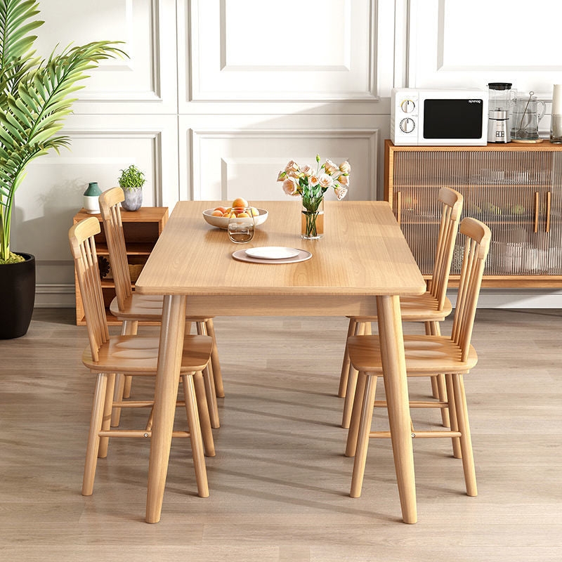 Simplicity Rectangle Dining Table Oak Solid Wood Table with 4 Legs for Dining Room Clearhalo ' dining_table' 'Dining Tables & Seating' 'Dining Tables' 'furn' 'furn_dining_table' 'Furniture' 'furniture_dining_table' 'Kitchen & Dining Furniture' 'kitchen&dining_furn' 'kitchen' 'kitchen_dining_table' 3979849