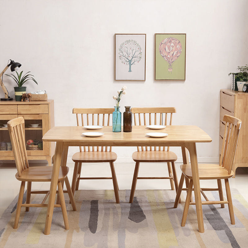 Simplicity Rectangle Dining Table Oak Solid Wood Table with 4 Legs for Dining Room Clearhalo ' dining_table' 'Dining Tables & Seating' 'Dining Tables' 'furn' 'furn_dining_table' 'Furniture' 'furniture_dining_table' 'Kitchen & Dining Furniture' 'kitchen&dining_furn' 'kitchen' 'kitchen_dining_table' 3979850