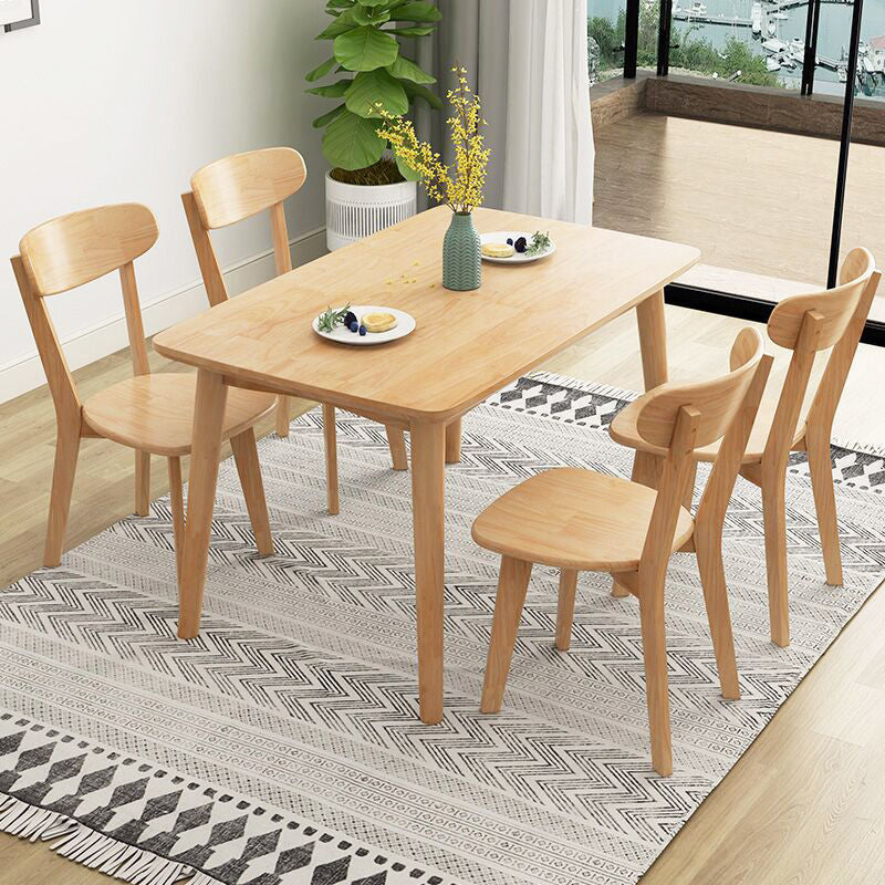 Simplicity Rectangle Dining Table Oak Solid Wood Table with 4 Legs for Dining Room Clearhalo ' dining_table' 'Dining Tables & Seating' 'Dining Tables' 'furn' 'furn_dining_table' 'Furniture' 'furniture_dining_table' 'Kitchen & Dining Furniture' 'kitchen&dining_furn' 'kitchen' 'kitchen_dining_table' 3979851