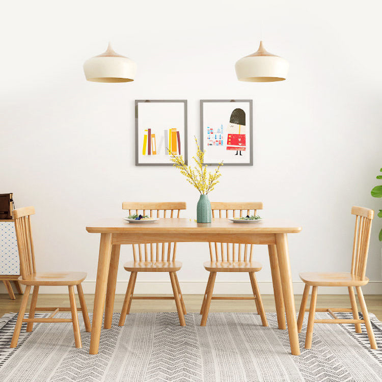 Simplicity Rectangle Dining Table Oak Solid Wood Table with 4 Legs for Dining Room Clearhalo ' dining_table' 'Dining Tables & Seating' 'Dining Tables' 'furn' 'furn_dining_table' 'Furniture' 'furniture_dining_table' 'Kitchen & Dining Furniture' 'kitchen&dining_furn' 'kitchen' 'kitchen_dining_table' 3979859