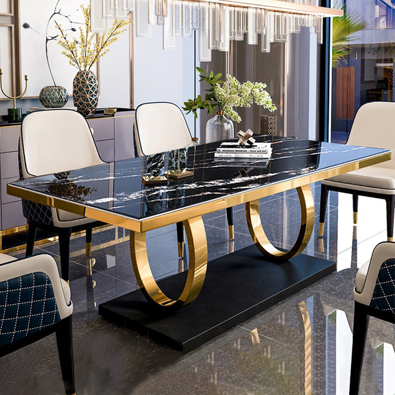 Rectangle Traditional Luxury Dining Table Sintered Stone Table with Trestle Base for Dining Room Clearhalo ' dining_table' 'Dining Tables & Seating' 'Dining Tables' 'furn' 'furn_dining_table' 'Furniture' 'furniture_dining_table' 'Kitchen & Dining Furniture' 'kitchen&dining_furn' 'kitchen' 'kitchen_dining_table' 3979866