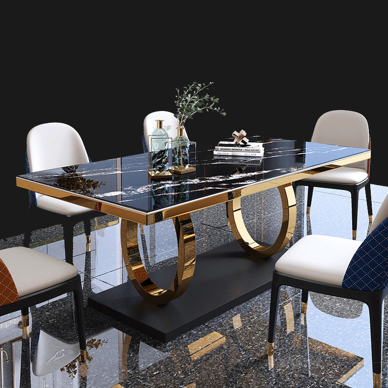 Rectangle Traditional Luxury Dining Table Sintered Stone Table with Trestle Base for Dining Room Clearhalo ' dining_table' 'Dining Tables & Seating' 'Dining Tables' 'furn' 'furn_dining_table' 'Furniture' 'furniture_dining_table' 'Kitchen & Dining Furniture' 'kitchen&dining_furn' 'kitchen' 'kitchen_dining_table' 3979870
