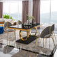 Rectangle Traditional Luxury Dining Table Sintered Stone Table with Trestle Base for Dining Room Clearhalo ' dining_table' 'Dining Tables & Seating' 'Dining Tables' 'furn' 'furn_dining_table' 'Furniture' 'furniture_dining_table' 'Kitchen & Dining Furniture' 'kitchen&dining_furn' 'kitchen' 'kitchen_dining_table' 3979876