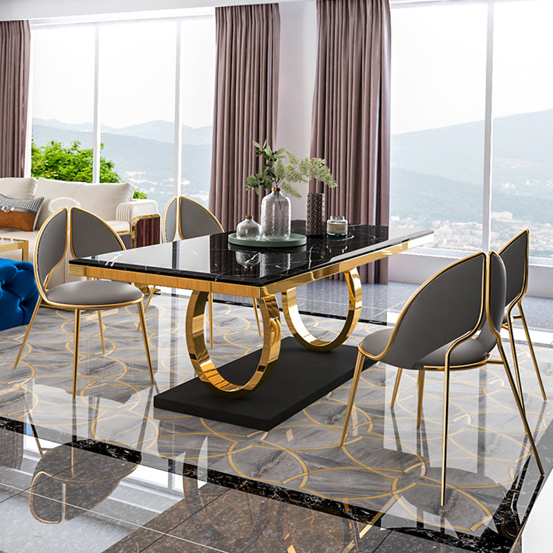 Rectangle Traditional Luxury Dining Table Sintered Stone Table with Trestle Base for Dining Room Clearhalo ' dining_table' 'Dining Tables & Seating' 'Dining Tables' 'furn' 'furn_dining_table' 'Furniture' 'furniture_dining_table' 'Kitchen & Dining Furniture' 'kitchen&dining_furn' 'kitchen' 'kitchen_dining_table' 3979876