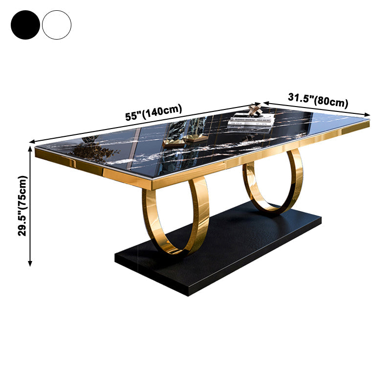 Rectangle Traditional Luxury Dining Table Sintered Stone Table with Trestle Base for Dining Room Clearhalo ' dining_table' 'Dining Tables & Seating' 'Dining Tables' 'furn' 'furn_dining_table' 'Furniture' 'furniture_dining_table' 'Kitchen & Dining Furniture' 'kitchen&dining_furn' 'kitchen' 'kitchen_dining_table' 3979877