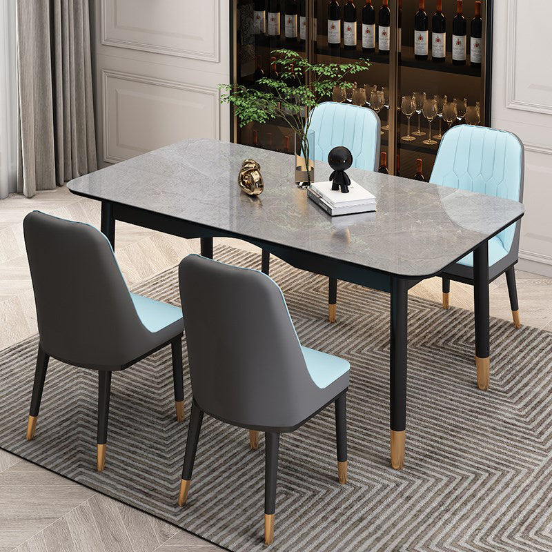 Traditional Luxury Dining Table Sintered Stone Table with 4 Black Legs for Dining Room Clearhalo ' dining_table' 'Dining Tables & Seating' 'Dining Tables' 'furn' 'furn_dining_table' 'Furniture' 'furniture_dining_table' 'Kitchen & Dining Furniture' 'kitchen&dining_furn' 'kitchen' 'kitchen_dining_table' 3979883