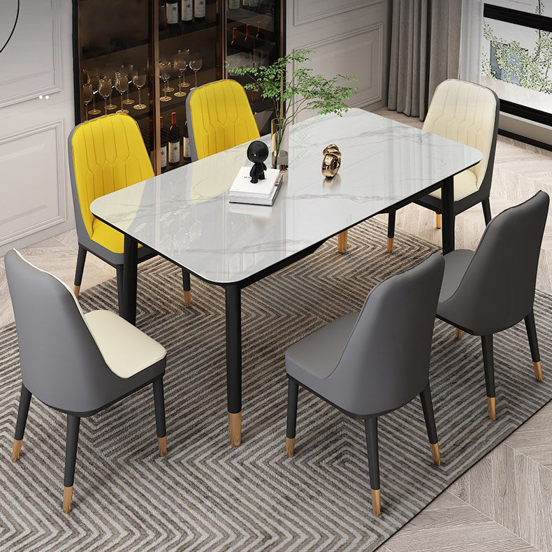 Traditional Luxury Dining Table Sintered Stone Table with 4 Black Legs for Dining Room Clearhalo ' dining_table' 'Dining Tables & Seating' 'Dining Tables' 'furn' 'furn_dining_table' 'Furniture' 'furniture_dining_table' 'Kitchen & Dining Furniture' 'kitchen&dining_furn' 'kitchen' 'kitchen_dining_table' 3979888