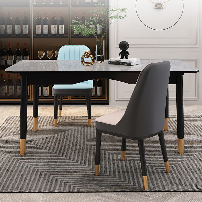Traditional Luxury Dining Table Sintered Stone Table with 4 Black Legs for Dining Room Clearhalo ' dining_table' 'Dining Tables & Seating' 'Dining Tables' 'furn' 'furn_dining_table' 'Furniture' 'furniture_dining_table' 'Kitchen & Dining Furniture' 'kitchen&dining_furn' 'kitchen' 'kitchen_dining_table' 3979890