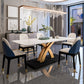 Traditional Luxury Dining Table Sintered Stone Table with Pedestal Base for Dining Room Clearhalo ' dining_table' 'Dining Tables & Seating' 'Dining Tables' 'furn' 'furn_dining_table' 'Furniture' 'furniture_dining_table' 'Kitchen & Dining Furniture' 'kitchen&dining_furn' 'kitchen' 'kitchen_dining_table' 3979905