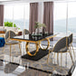 Traditional Luxury Rectangle Dining Table Sintered Stone Table with Trestle Base for Dining Room Clearhalo ' dining_table' 'Dining Tables & Seating' 'Dining Tables' 'furn' 'furn_dining_table' 'Furniture' 'furniture_dining_table' 'Kitchen & Dining Furniture' 'kitchen&dining_furn' 'kitchen' 'kitchen_dining_table' 3979921