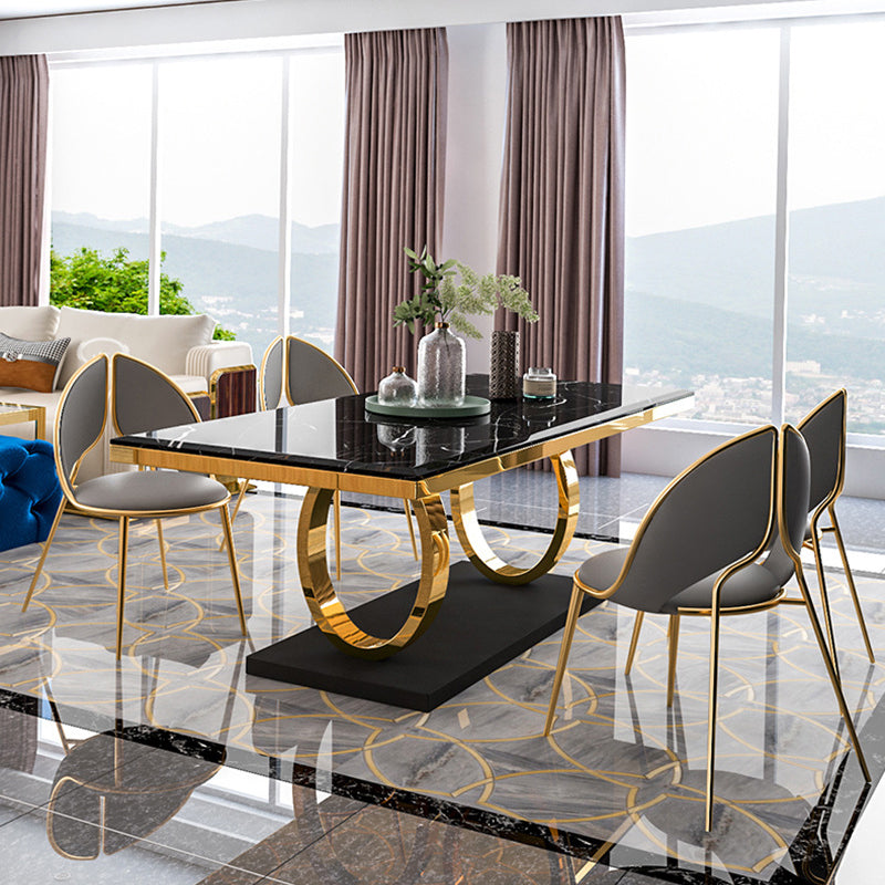Traditional Luxury Rectangle Dining Table Sintered Stone Table with Trestle Base for Dining Room Clearhalo ' dining_table' 'Dining Tables & Seating' 'Dining Tables' 'furn' 'furn_dining_table' 'Furniture' 'furniture_dining_table' 'Kitchen & Dining Furniture' 'kitchen&dining_furn' 'kitchen' 'kitchen_dining_table' 3979921