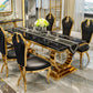 Traditional Luxury Marble Dining Table Rectangle Table with Metal Base in Gold Clearhalo ' dining_table' 'Dining Tables & Seating' 'Dining Tables' 'furn' 'furn_dining_table' 'Furniture' 'furniture_dining_table' 'Kitchen & Dining Furniture' 'kitchen&dining_furn' 'kitchen' 'kitchen_dining_table' 3979925