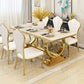 Traditional Luxury Marble Dining Table Rectangle Table with Metal Base in Gold Clearhalo ' dining_table' 'Dining Tables & Seating' 'Dining Tables' 'furn' 'furn_dining_table' 'Furniture' 'furniture_dining_table' 'Kitchen & Dining Furniture' 'kitchen&dining_furn' 'kitchen' 'kitchen_dining_table' 3979931