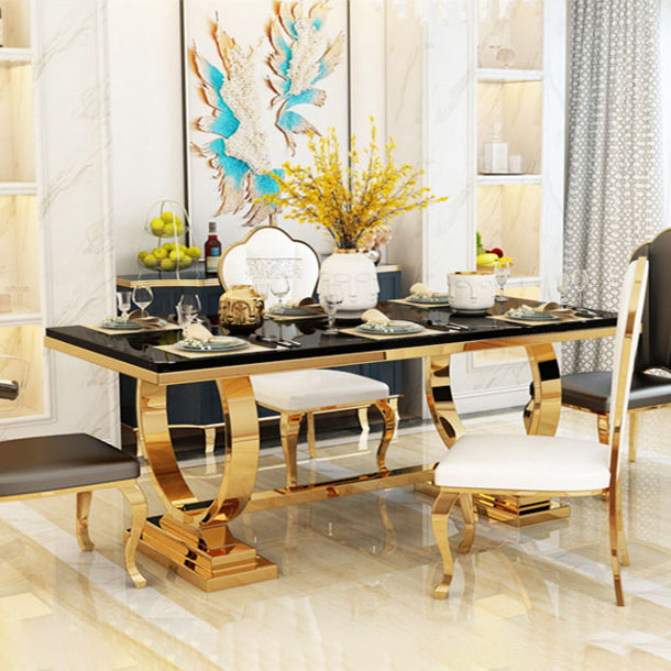 Traditional Luxury Marble Dining Table Rectangle Table with Metal Base in Gold Clearhalo ' dining_table' 'Dining Tables & Seating' 'Dining Tables' 'furn' 'furn_dining_table' 'Furniture' 'furniture_dining_table' 'Kitchen & Dining Furniture' 'kitchen&dining_furn' 'kitchen' 'kitchen_dining_table' 3979932