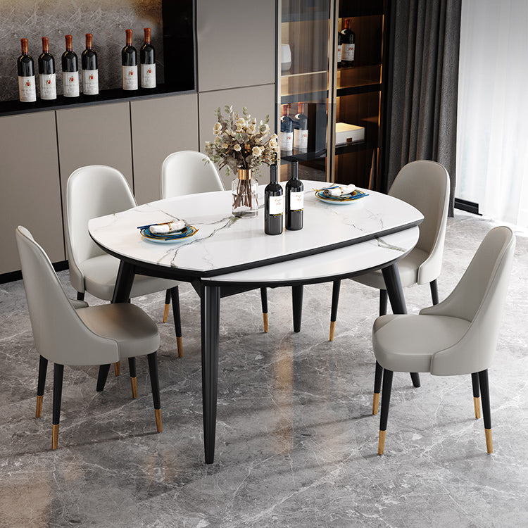 Sintered Stone Top Extendable Round Table for Restaurant Modern Dining Table with 4 Legs Clearhalo ' dining_table' 'Dining Tables & Seating' 'Dining Tables' 'furn' 'furn_dining_table' 'Furniture' 'furniture_dining_table' 'Kitchen & Dining Furniture' 'kitchen&dining_furn' 'kitchen' 'kitchen_dining_table' 3979945