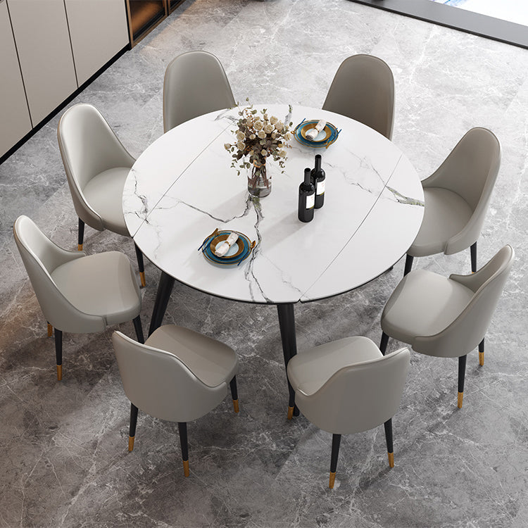 Sintered Stone Top Extendable Round Table for Restaurant Modern Dining Table with 4 Legs Clearhalo ' dining_table' 'Dining Tables & Seating' 'Dining Tables' 'furn' 'furn_dining_table' 'Furniture' 'furniture_dining_table' 'Kitchen & Dining Furniture' 'kitchen&dining_furn' 'kitchen' 'kitchen_dining_table' 3979946