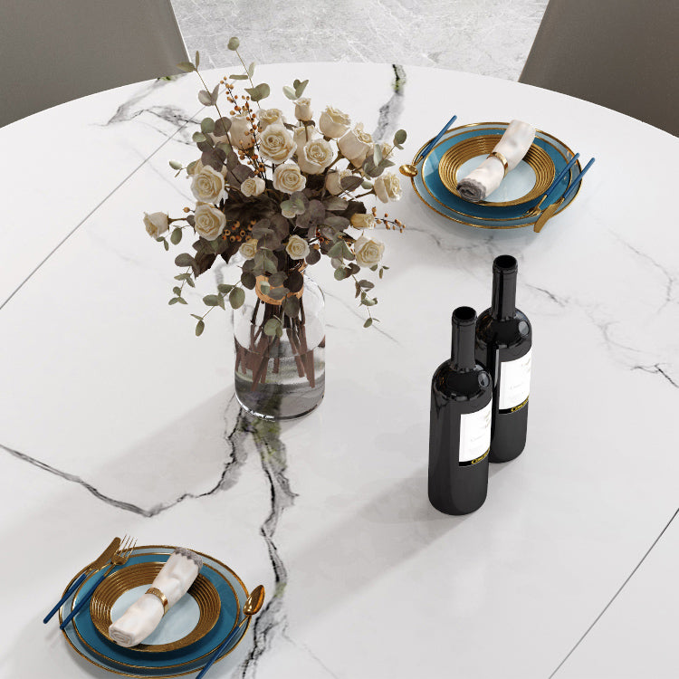 Sintered Stone Top Extendable Round Table for Restaurant Modern Dining Table with 4 Legs Clearhalo ' dining_table' 'Dining Tables & Seating' 'Dining Tables' 'furn' 'furn_dining_table' 'Furniture' 'furniture_dining_table' 'Kitchen & Dining Furniture' 'kitchen&dining_furn' 'kitchen' 'kitchen_dining_table' 3979949